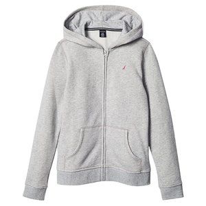 Nautica Big Girls Zip-Up Fleece Hoodie Grey Heather Size XL 16